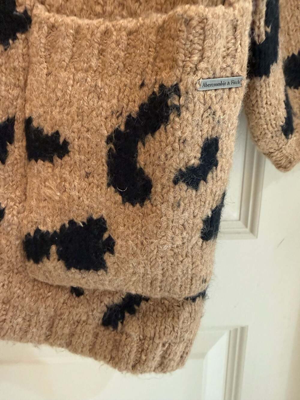 Abercrombie & Fitch Brown Black Leopard Print Open Front Knit Cardigan Size S - Picture 5 of 6